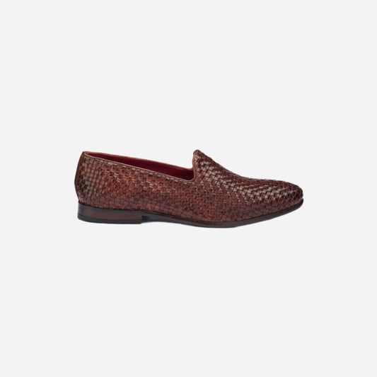 Masabih Tan Genuine Leather Braided Stylish Loafers for Men