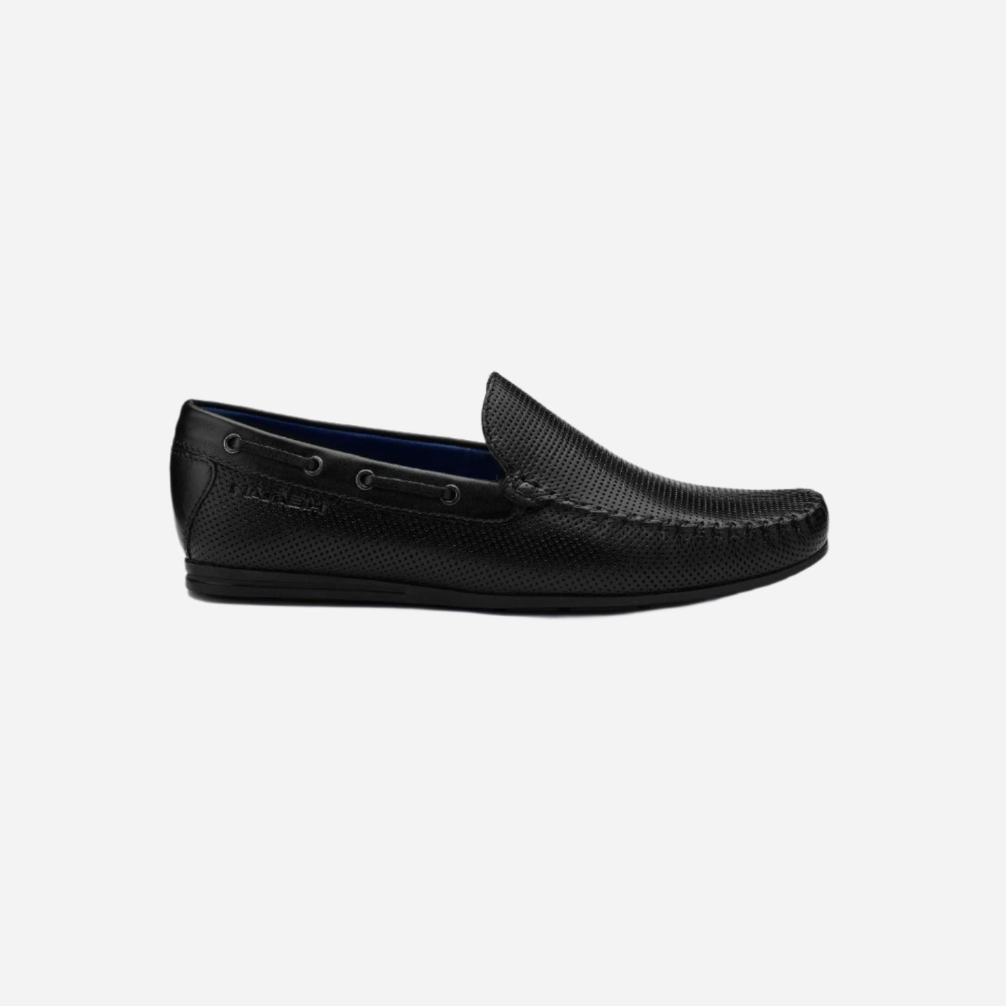 Masabih Genuine Leather Black Mocassin Shoes with Flat Sole for Men