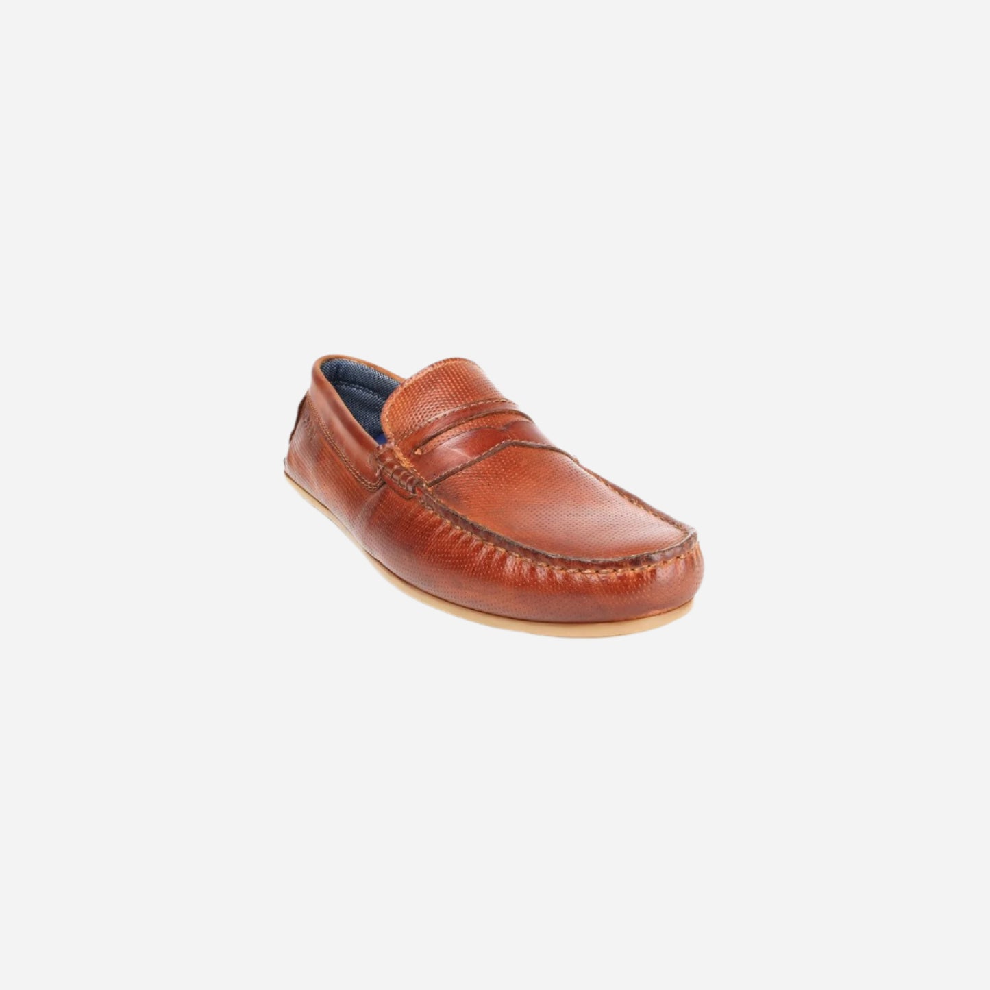 MASABIH Tan Genuine Leather Mocassin Shoes with Flat Sole for Men