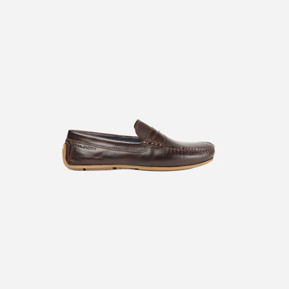 Masabih Genuine Leather Brown Mocassin Shoes with Flat Sole for Men