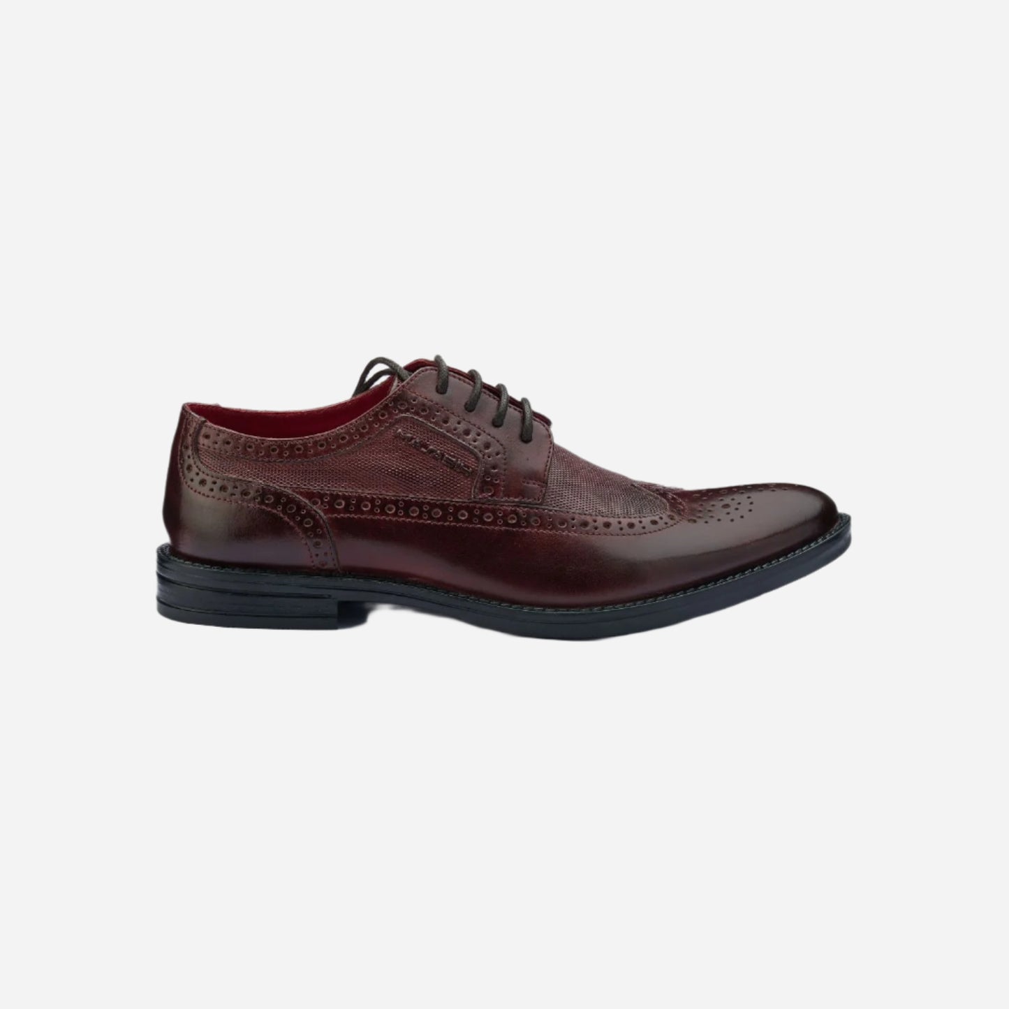 Masabih Genuine Leather Bordo Casual Brogue Derby Laceup Shoes For Men