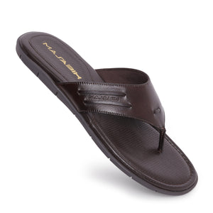 MASABIH Geniune Leather Soft I Print Brown Color modern thong sandals for Mens