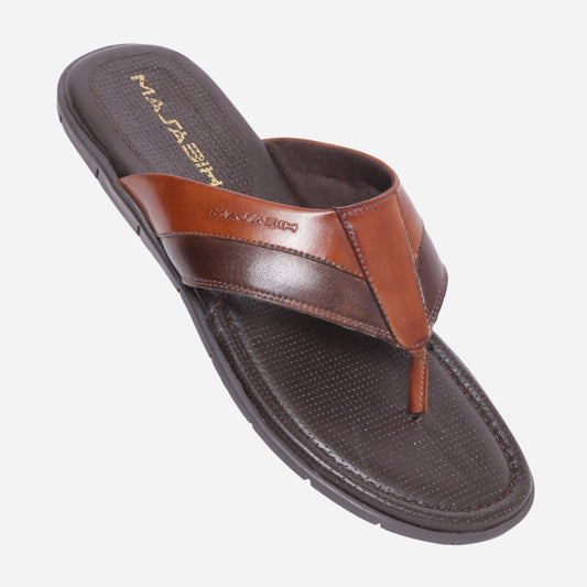 MASABIH Geniune Leather Soft Brown / Mid Brown Color modern thong sandals for Mens