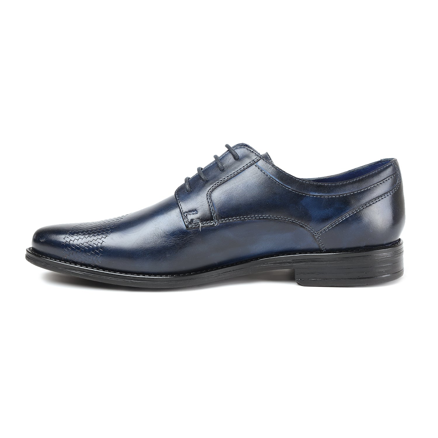 MASABIH GENUINE LEATHER NAVY CASUAL DERBY LACE UP SHOES FOR MEN
