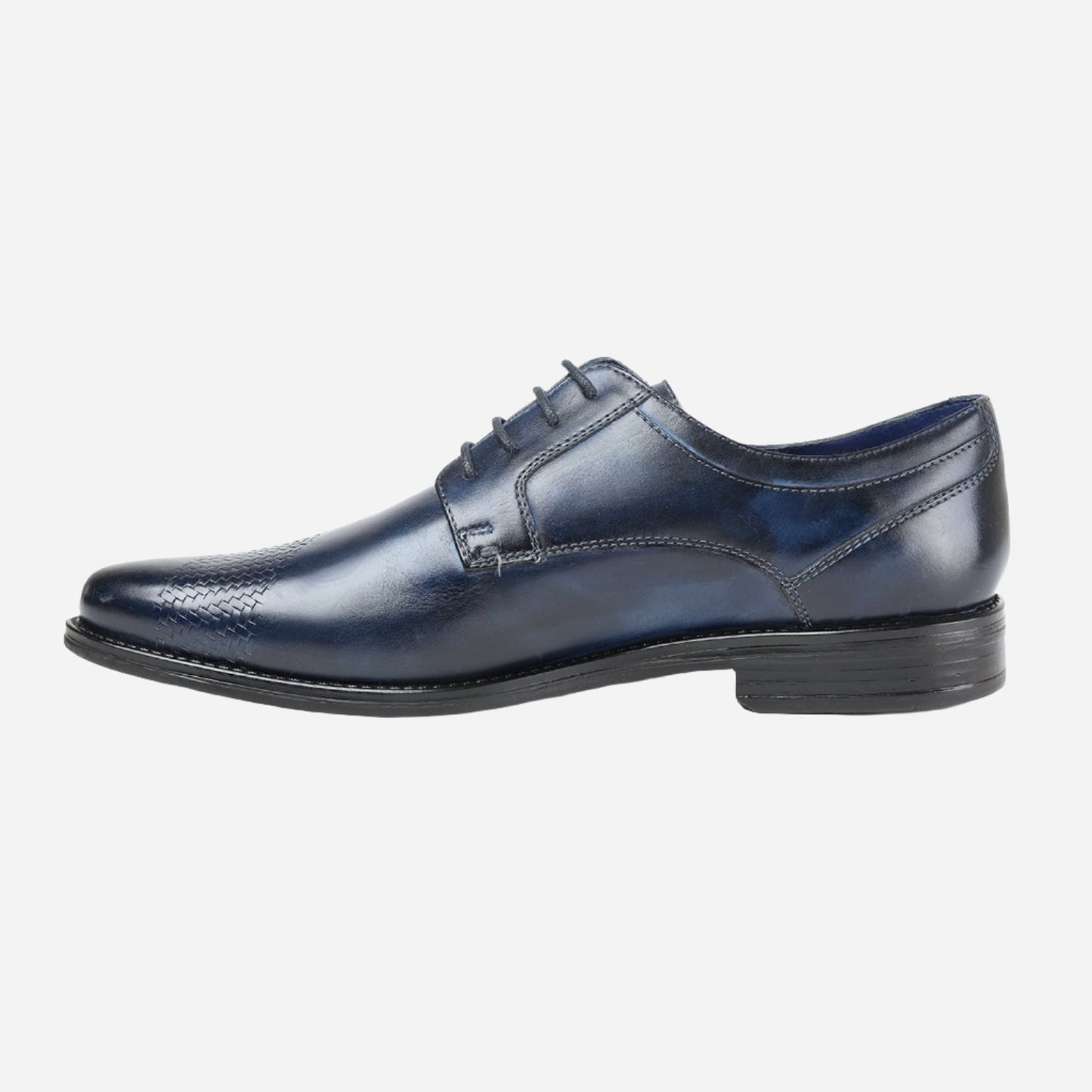 MASABIH GENUINE LEATHER NAVY CASUAL DERBY LACE UP SHOES FOR MEN