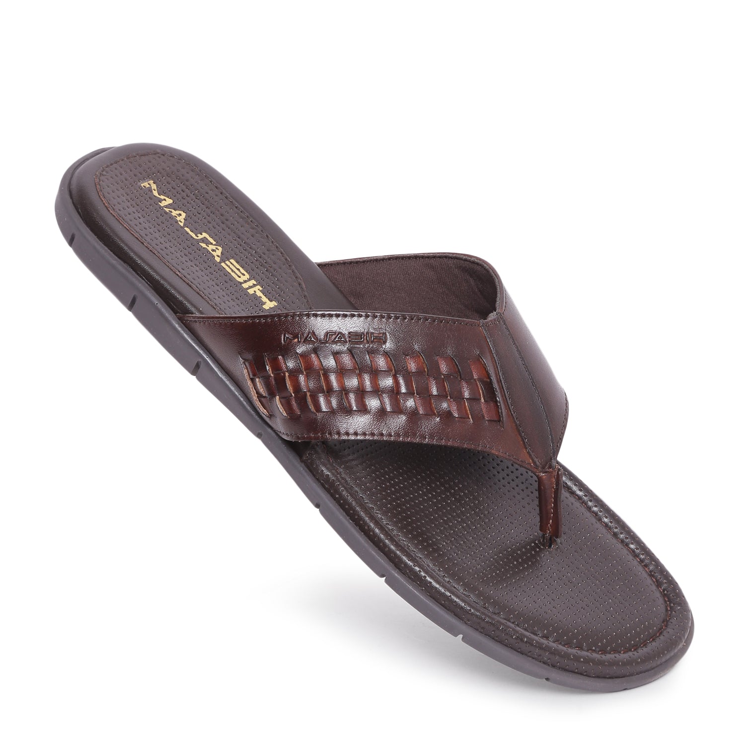 MASABIH Geniune Leather Soft Brown / Tan Color modern lace thong sandals for Mens
