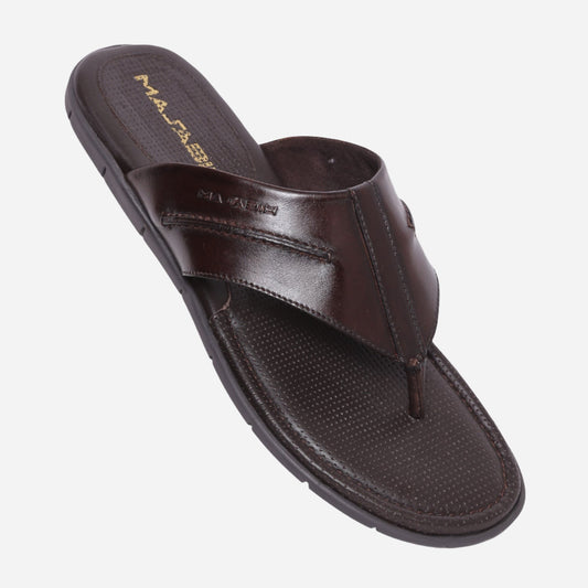 MASABIH Geniune Leather Soft Brown Color modern tauro thong sandals for Mens