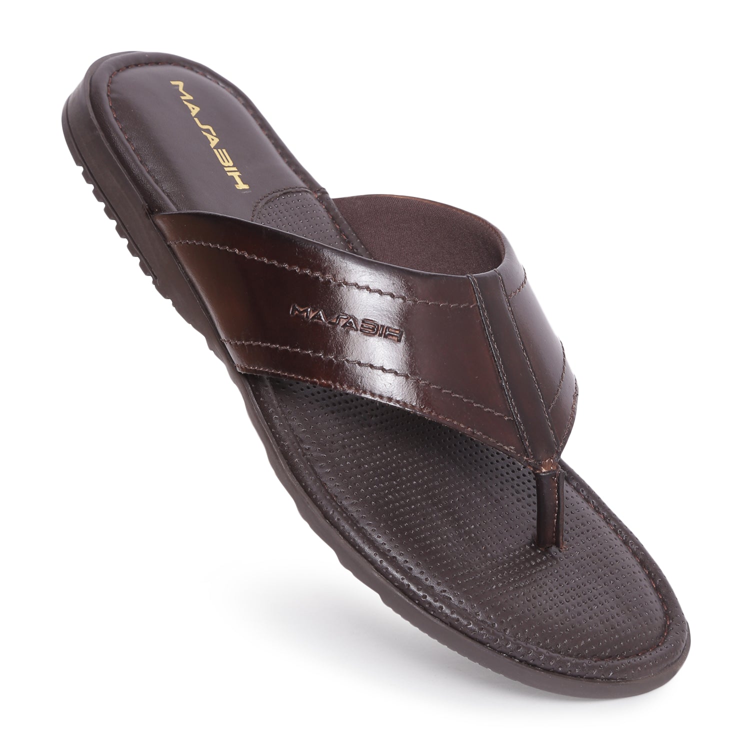 MASABIH Geniune Leather Soft Brown Color modern java thong sandals for Mens