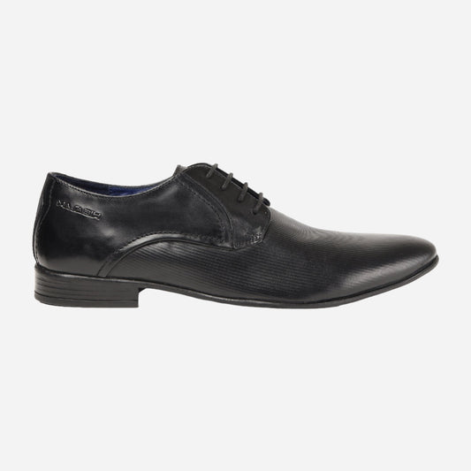 MASABIH GENUINE LEATHER DERBY LACEUP SHOES FOR MEN BLACK