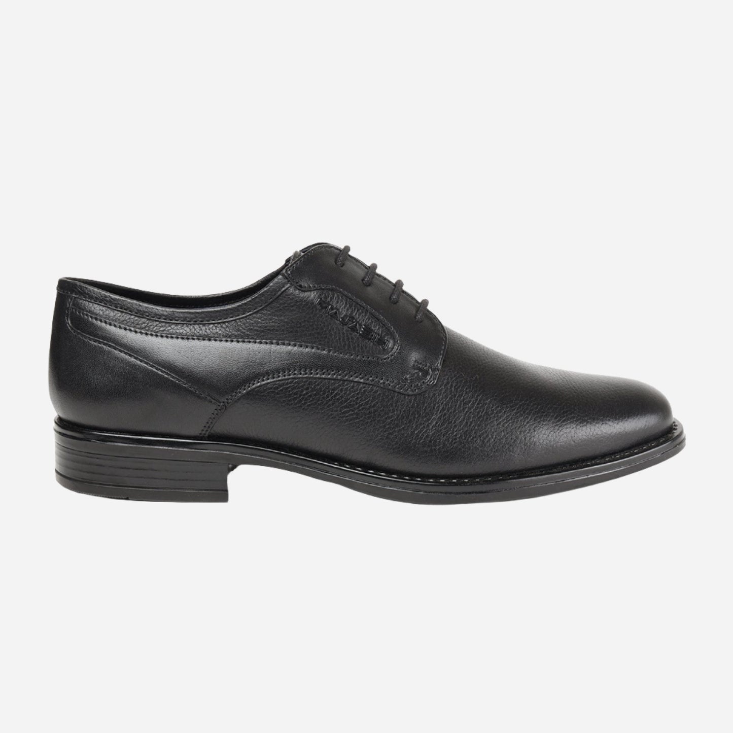 MASABIH GENUINE MILLED BLACK LEATHER DERBY LACE UP SHOES FOR MEN