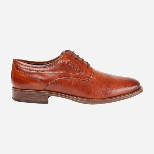 MASABIH GENUINE MILLED TAN LEATHER DERBY LACE UP SHOES FOR MEN