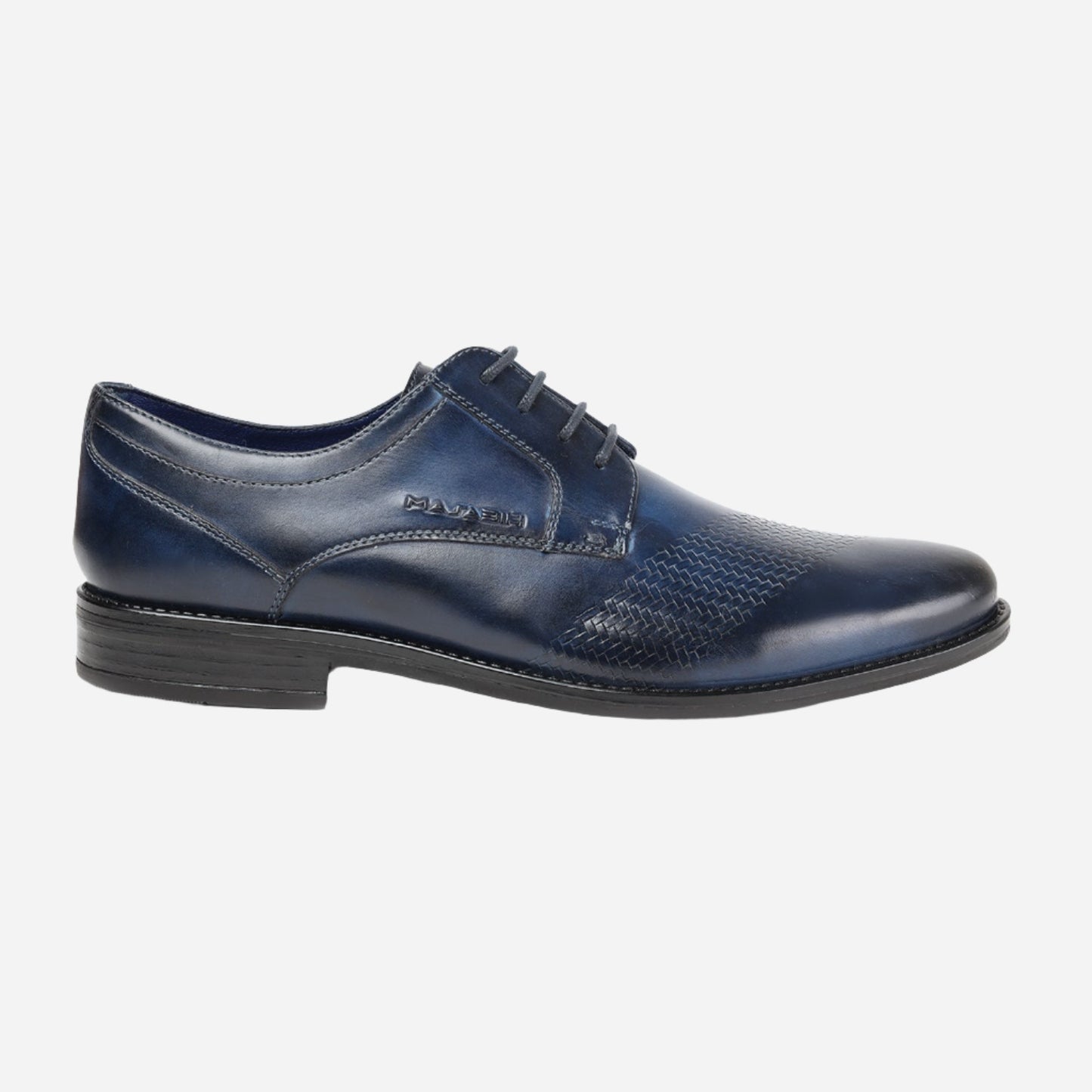 MASABIH GENUINE LEATHER NAVY CASUAL DERBY LACE UP SHOES FOR MEN