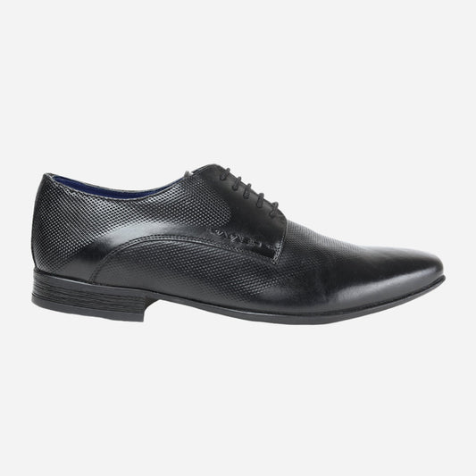 MASABIH GENUINE LEATHER BLACK DERBY LACEUP SHOES FOR MEN