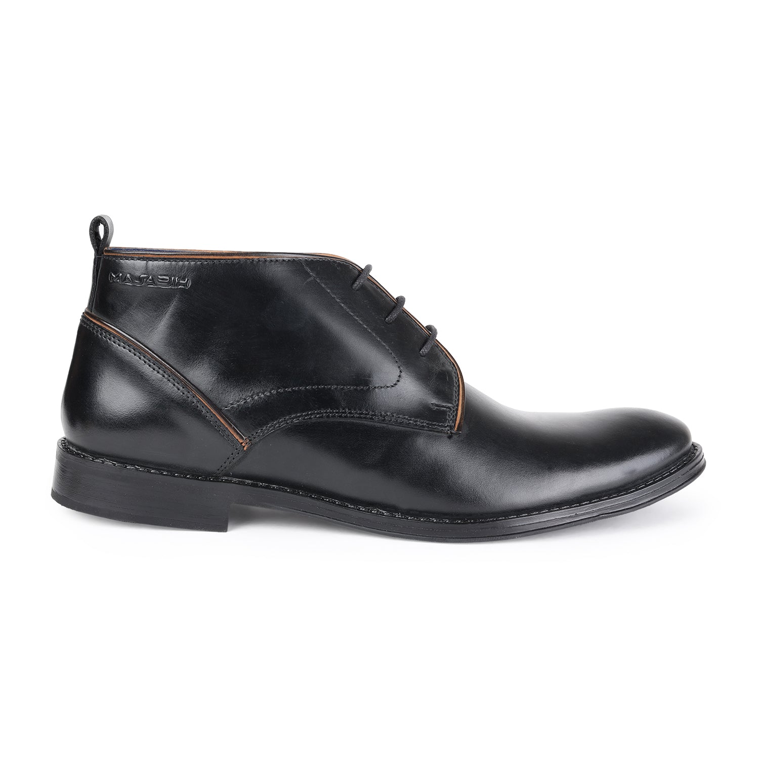 MASABIH GENUINE LEATHER BLACK CHUKKA LACEUP BOOTS FOR MEN