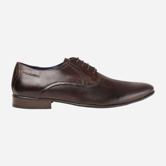 MASABIH GENUINE LEATHER DERBY LACEUP SHOES FOR MEN BROWN