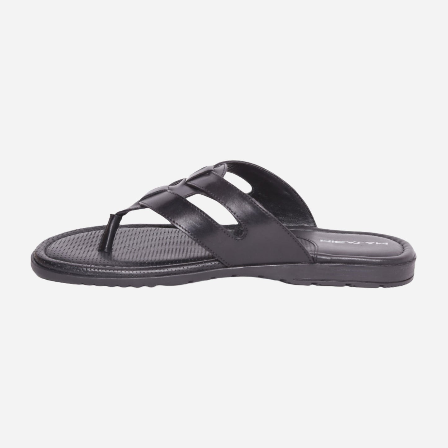 MASABIH Geniune Leather Soft Black Color modern Strap thong sandals for Mens