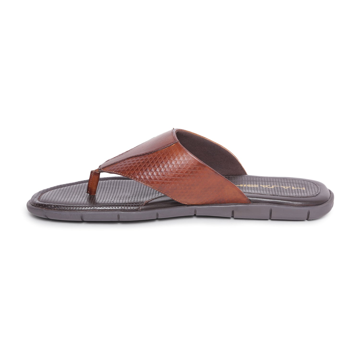 MASABIH Geniune Leather Soft Hexa Print Tan Color modern thong sandals for Mens
