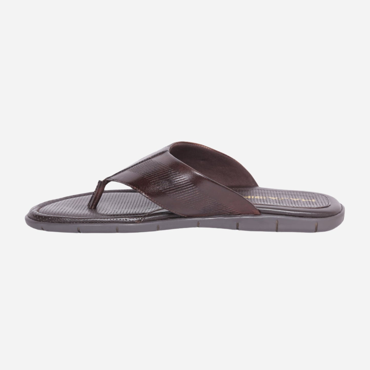 MASABIH Geniune Leather Soft small line Print Brown Color modern thong sandals for Mens