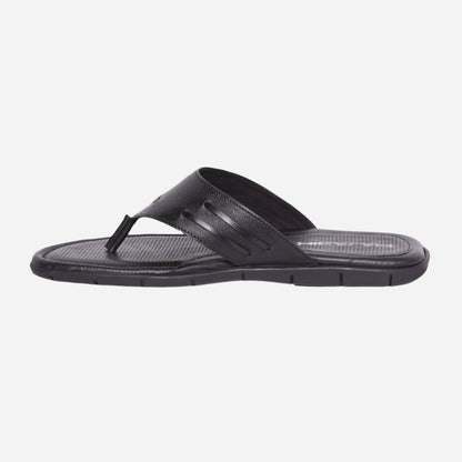 MASABIH Geniune Leather Soft I Print Black Color modern thong sandals for Mens