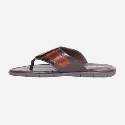 MASABIH Geniune Leather Soft Weavy Print Brown / Tan Color modern thong sandals for Mens