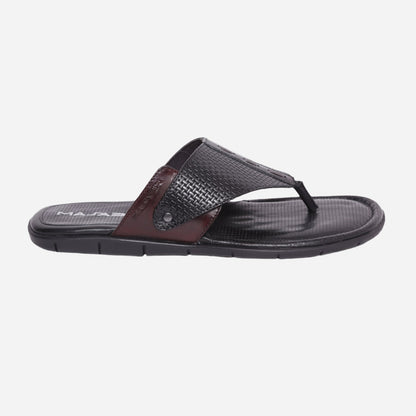 MASABIH Geniune Leather Soft Weavy Print Black / Red Color modern thong sandals for Mens