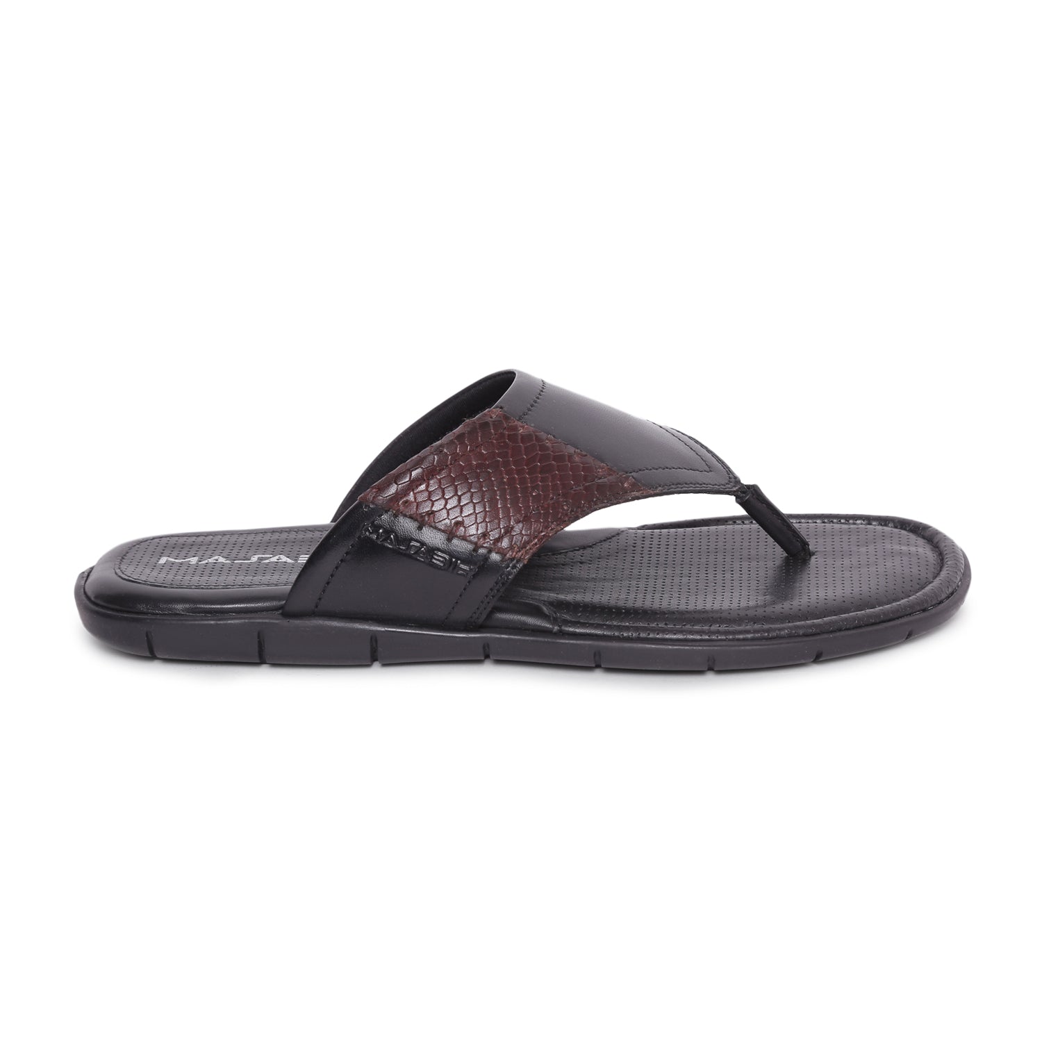 MASABIH Geniune Leather Soft Black / SISSY Print Brown Color modern thong sandals for Mens