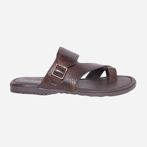 MASABIH Geniune Leather Soft KROOS / SISSY Print Brown Color modern Buckle thong sandals for Mens