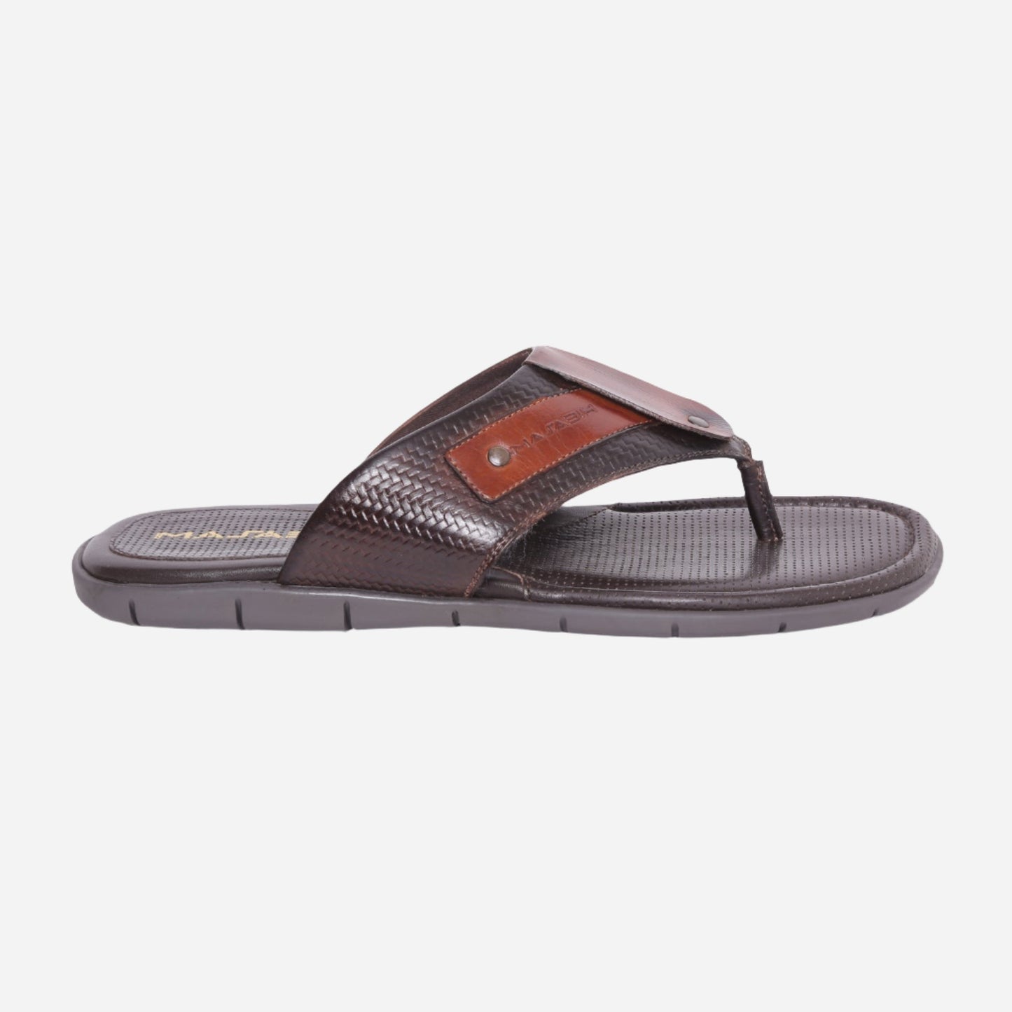 MASABIH Geniune Leather Soft Weavy Print Brown / Tan Color modern thong sandals for Mens