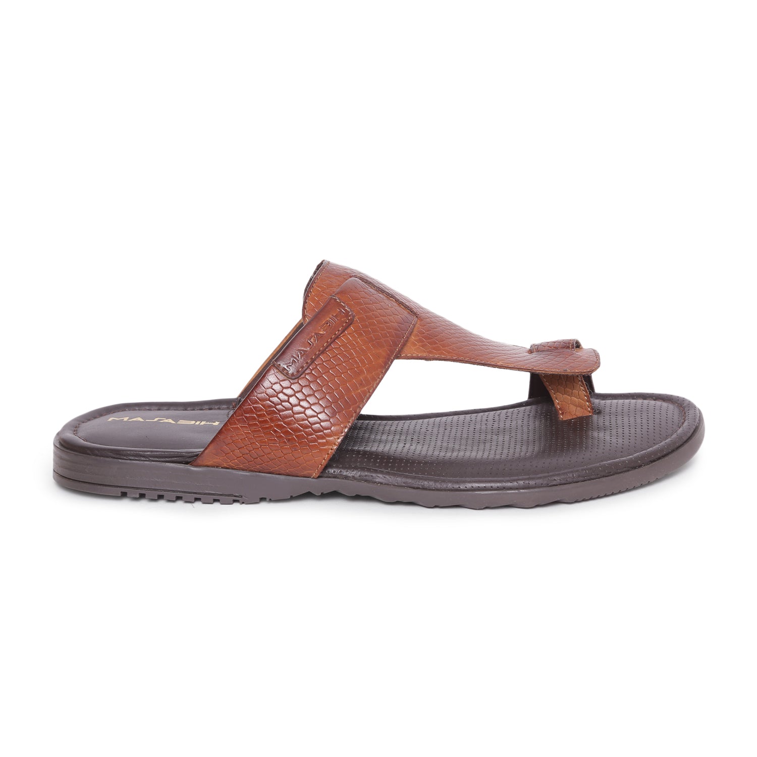 MASABIH Geniune Leather Soft SISSY Print Tan Color modern java thong sandals for Mens