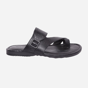 MASABIH Geniune Leather Soft KROOS / SISSY Print Black Color modern Buckle thong sandals for Mens