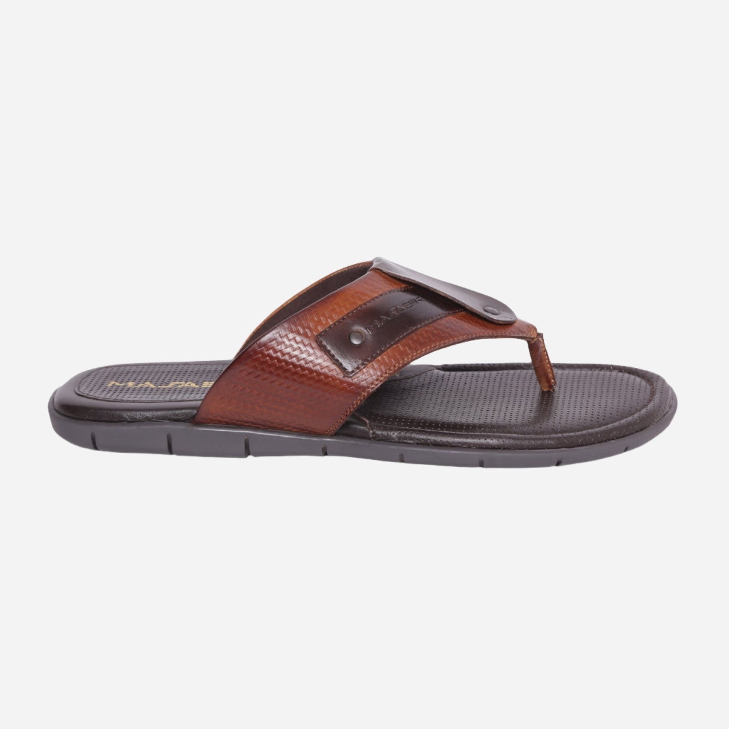 MASABIH Geniune Leather Soft Weavy Print Tan / Brown Color modern thong sandals for Mens