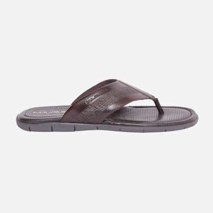 MASABIH Geniune Leather Soft small line Print Brown Color modern thong sandals for Mens