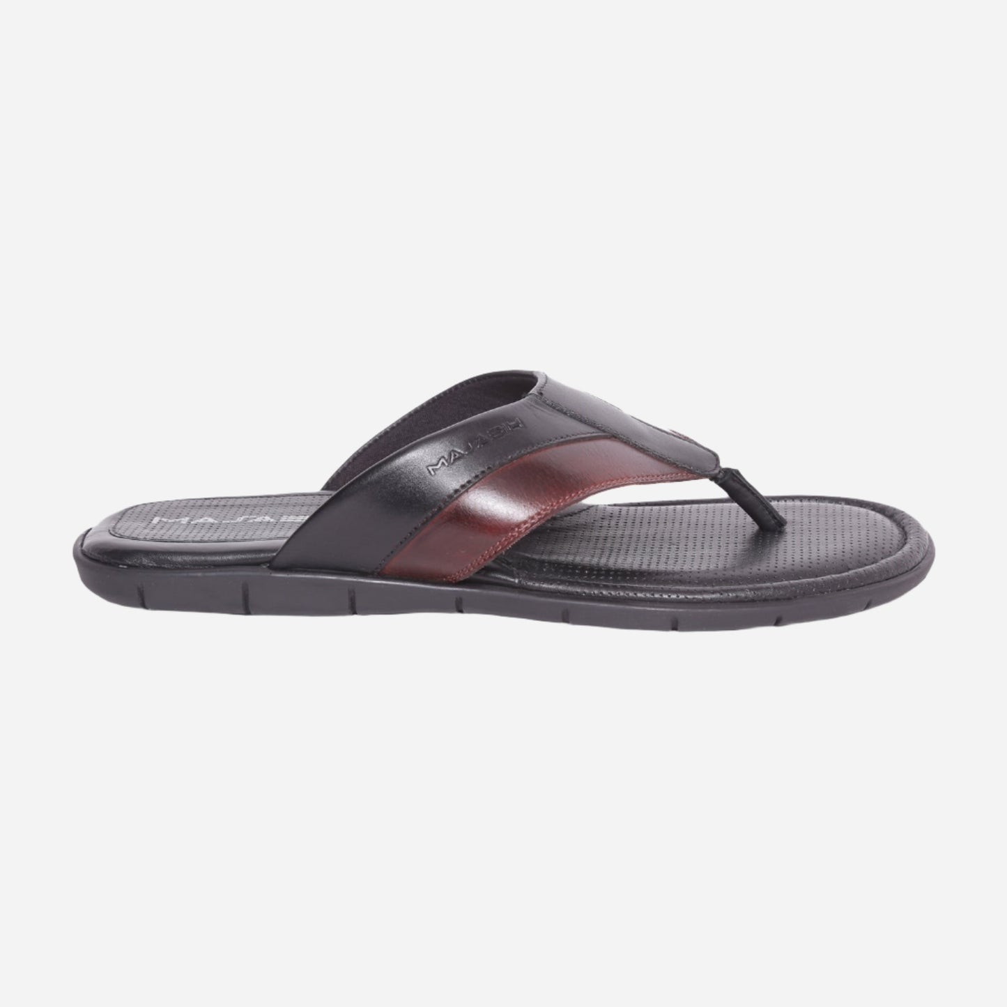 MASABIH Geniune Leather Soft Black / Bordo Color modern thong sandals for Mens