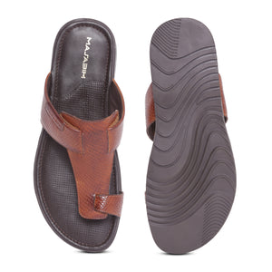 MASABIH Geniune Leather Soft SISSY Print Tan Color modern java thong sandals for Mens