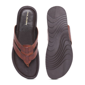 MASABIH Geniune Leather Soft Tan Color modern Strap thong sandals for Mens