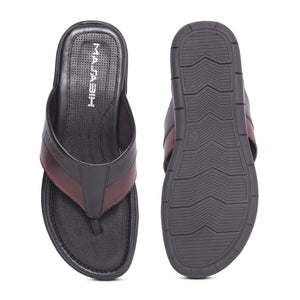 MASABIH Geniune Leather Soft Black / Bordo Color modern thong sandals for Mens