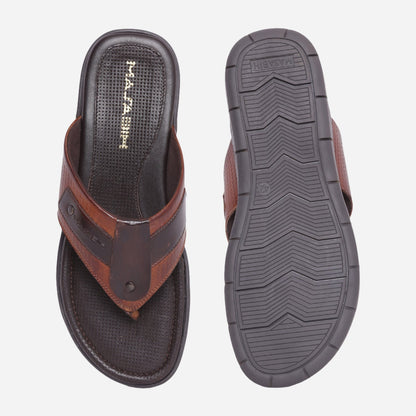 MASABIH Geniune Leather Soft Weavy Print Tan / Brown Color modern thong sandals for Mens