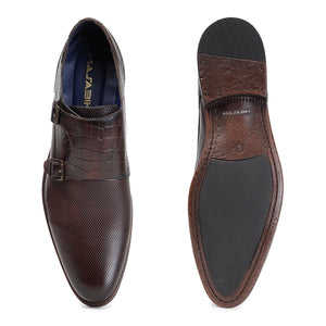 MASABIH GENUINE LEATHER BROWN CASUAL DOUBLE MONK SHOES FOR MEN