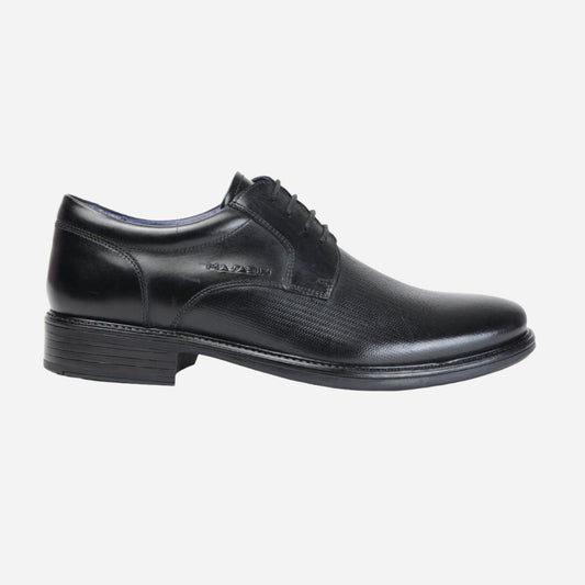 MASABIH GENUINE LEATHER BLACK DERBY LACEUP SHOES FOR MEN