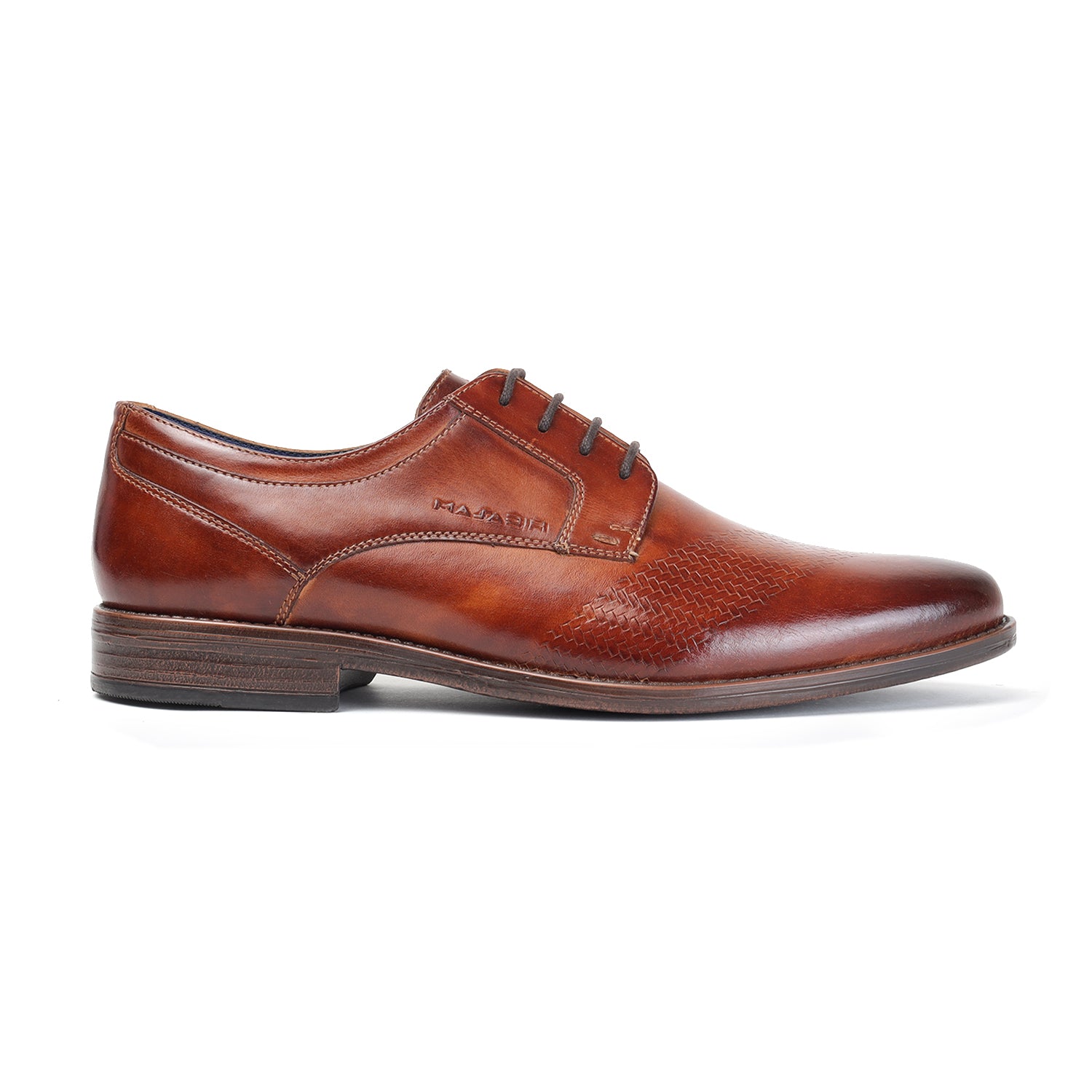MASABIH GENUINE LEATHER TAN CASUAL DERBY LACE UP SHOES FOR MEN
