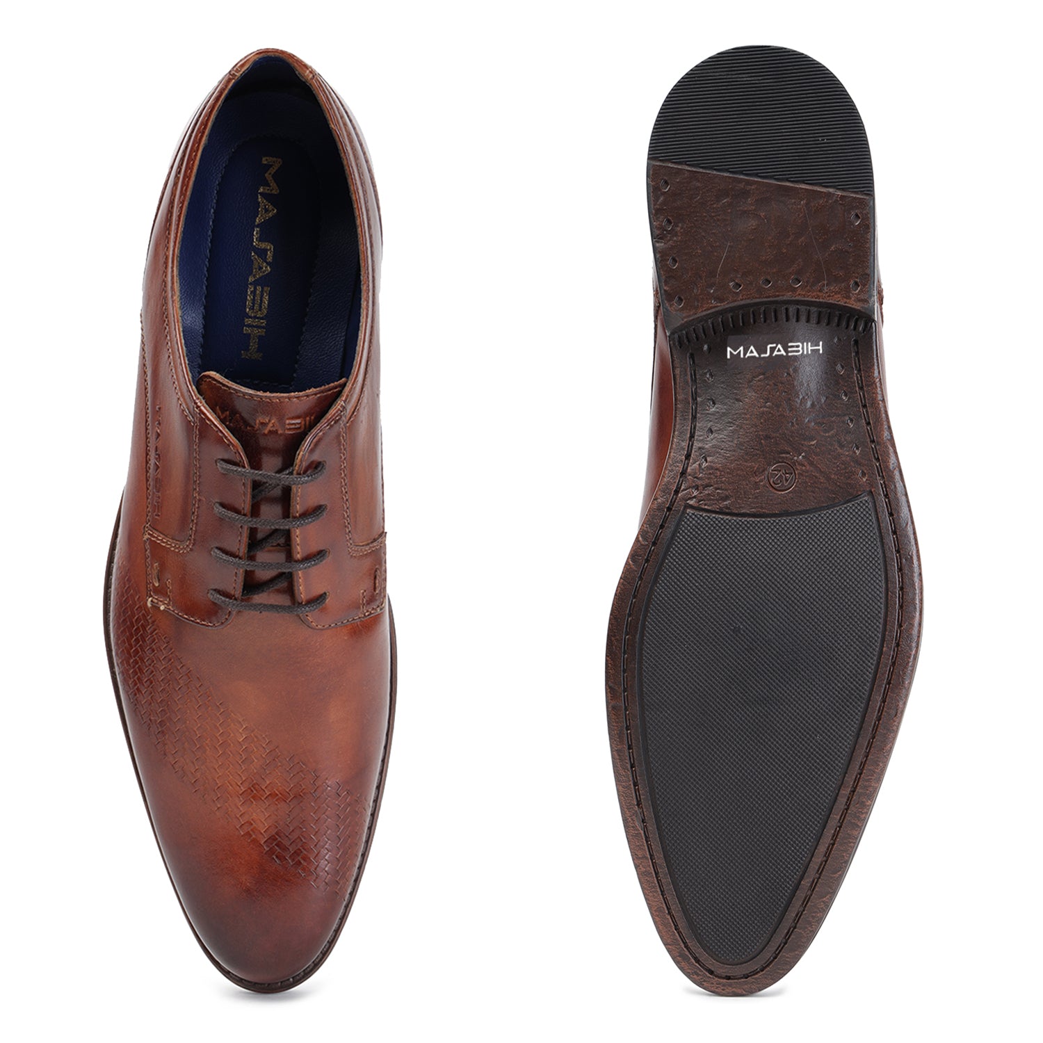 MASABIH GENUINE LEATHER TAN CASUAL DERBY LACE UP SHOES FOR MEN