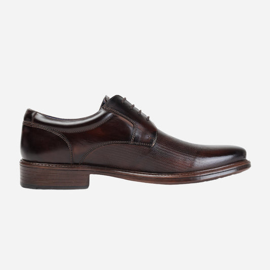 MASABIH GENUINE LEATHER BROWN DERBY LACEUP SHOES FOR MEN