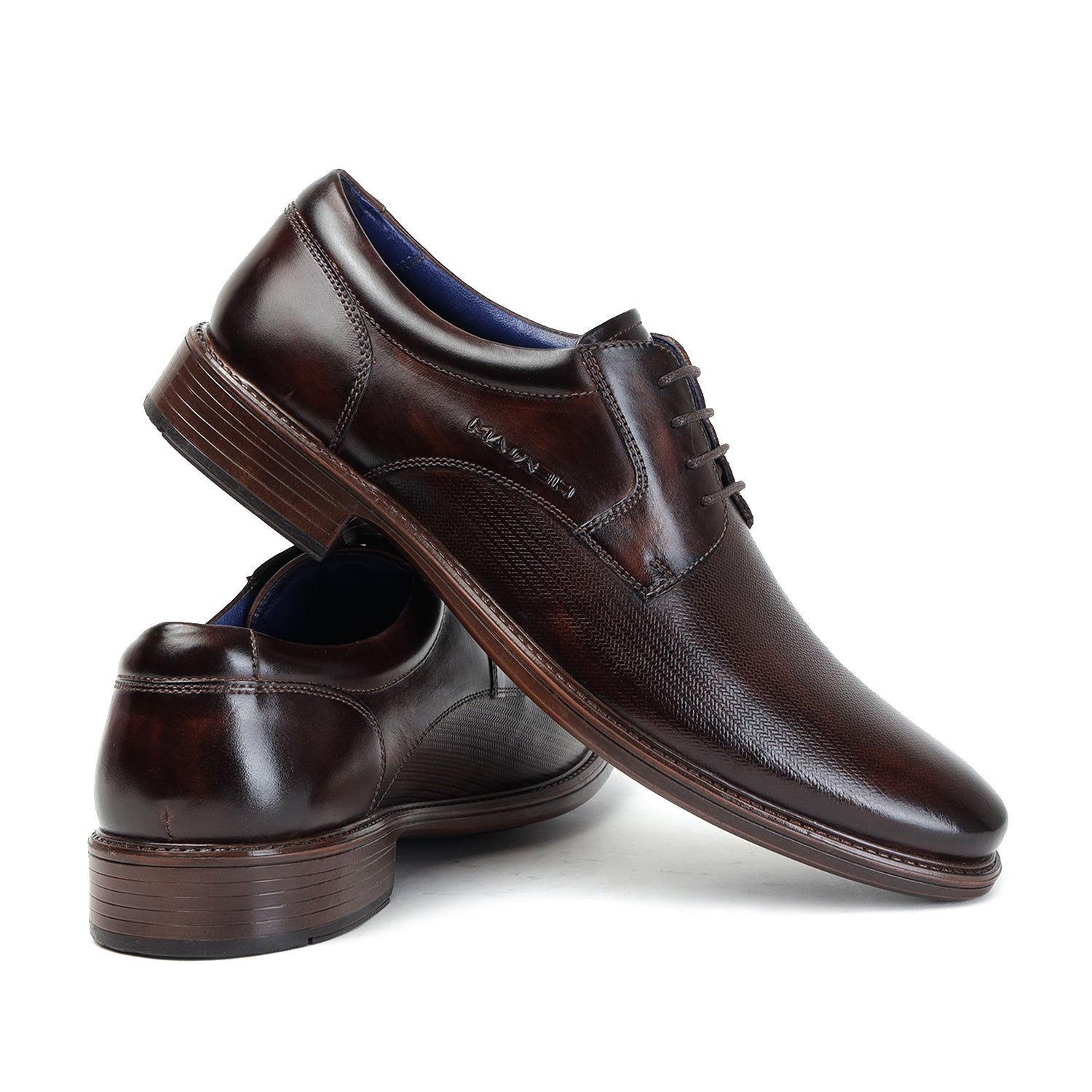 MASABIH GENUINE LEATHER BROWN DERBY LACEUP SHOES FOR MEN