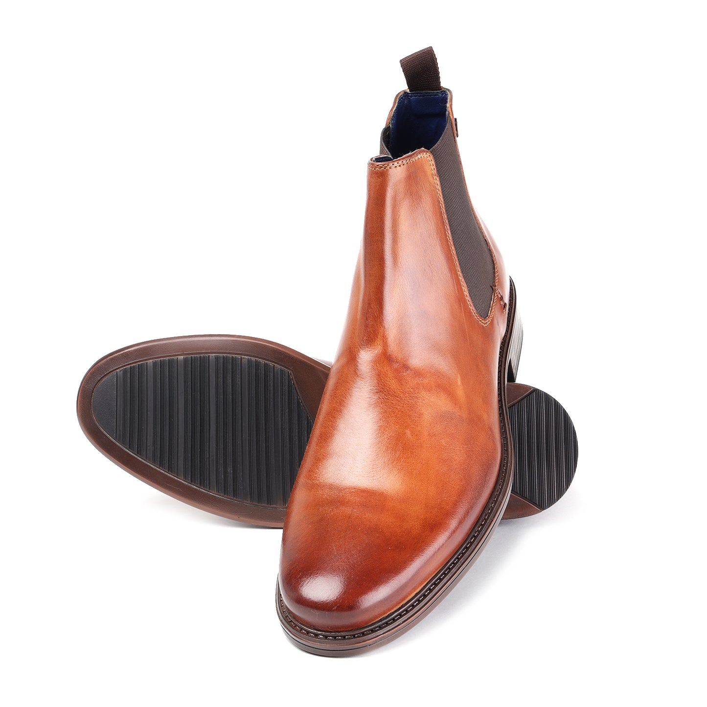 MASABIH GENUINE LEATHER TAN CHELSEA BOOTS FOR MEN