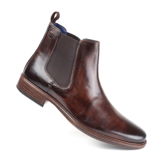 MASABIH GENUINE LEATHER BROWNCHELSEA BOOTS FOR MEN
