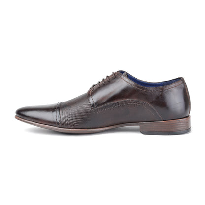 MASABIH GENUINE LEATHER BROWN TOE CAP DERBY SHOES FOR MEN