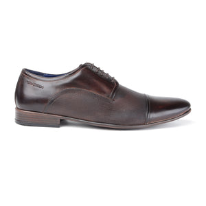 MASABIH GENUINE LEATHER BROWN TOE CAP DERBY SHOES FOR MEN