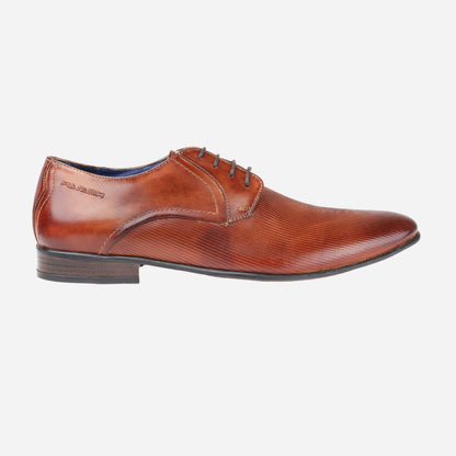 MASABIH GENUINE LEATHER DERBY LACEUP SHOES FOR MEN TAN