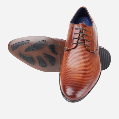 MASABIH GENUINE LEATHER DERBY LACEUP SHOES FOR MEN TAN