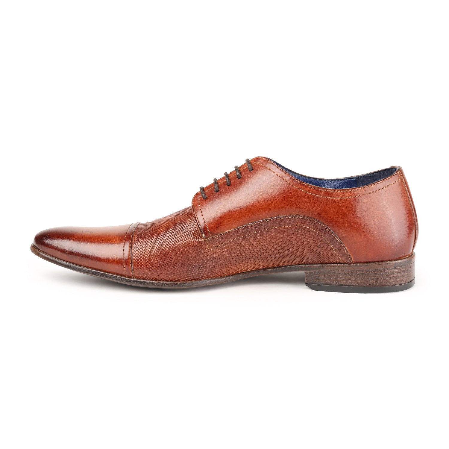 MASABIH GENUINE LEATHER TAN TOE CAP DERBY SHOES FOR MEN